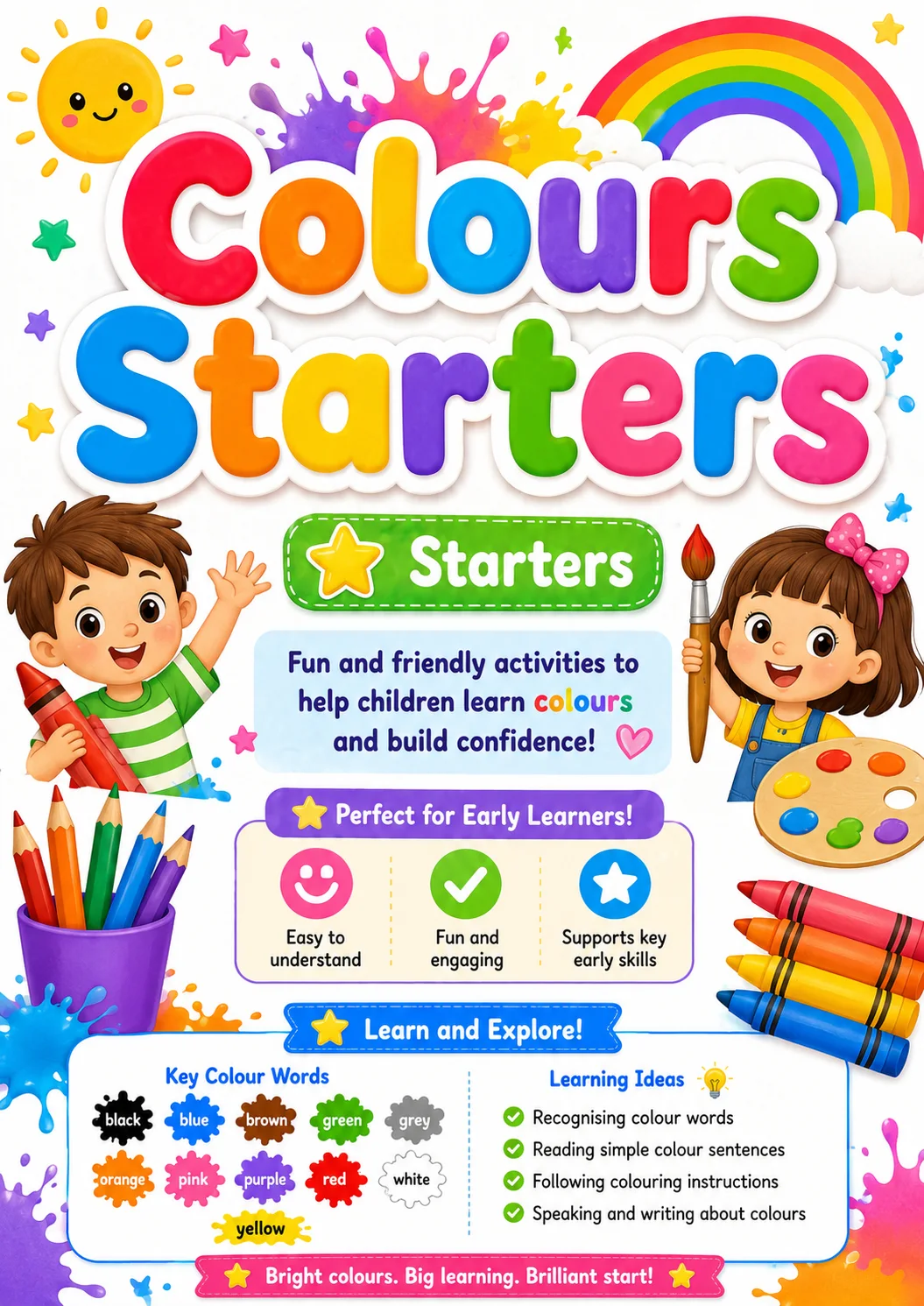 Colours Starters Vocabulary Worksheet Pack