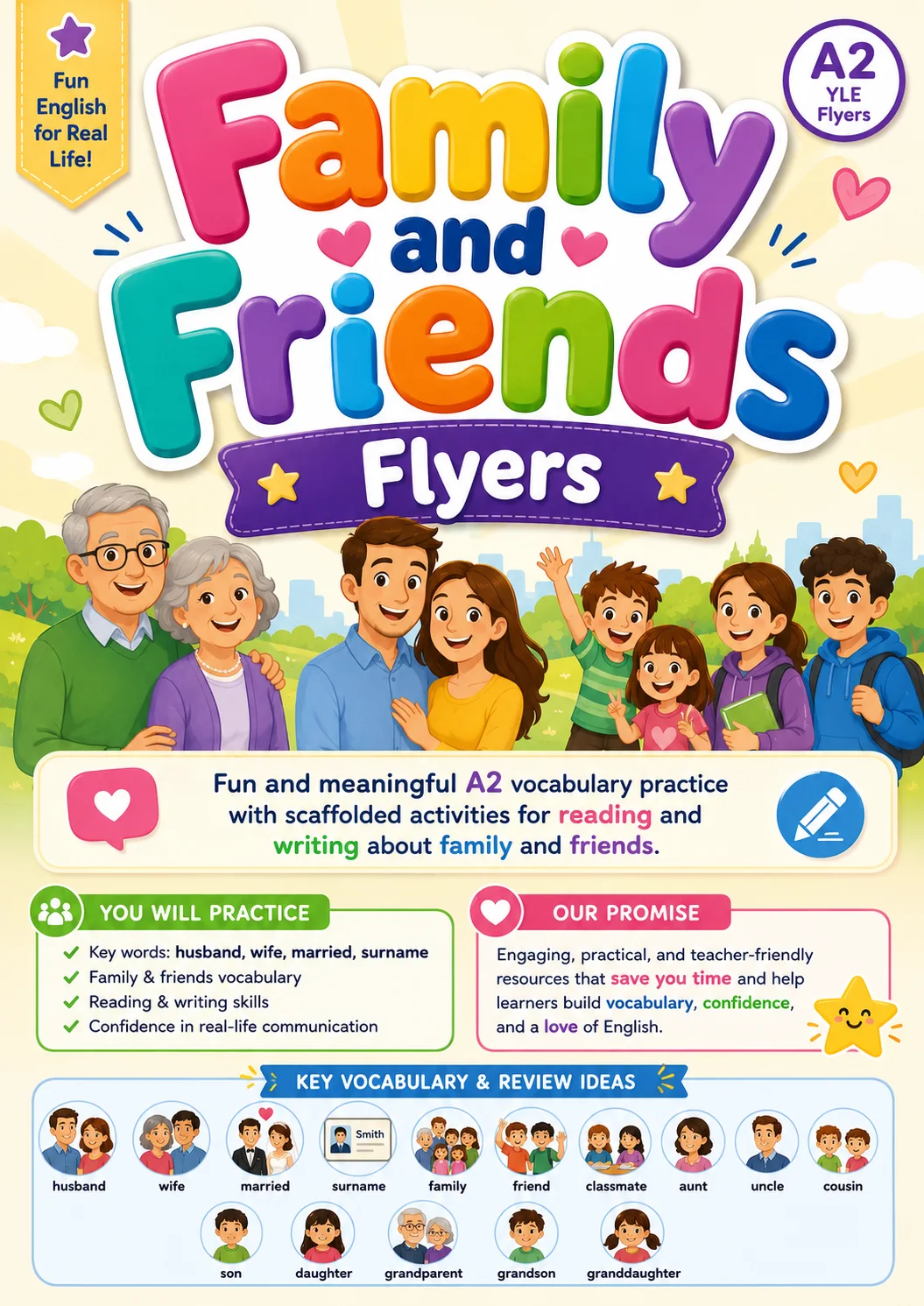 Family and Friends Flyers Vocabulary Worksheet Pack