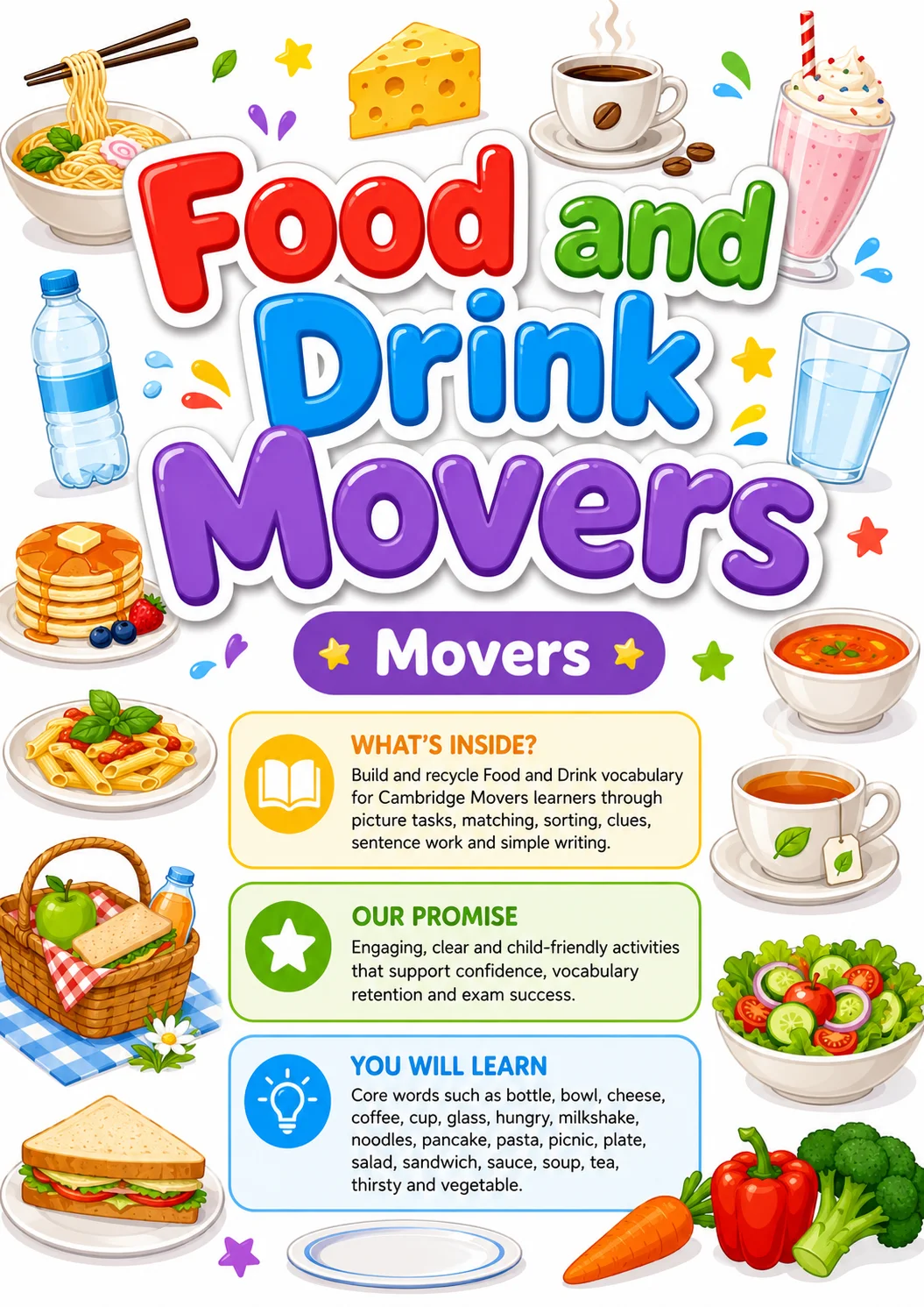 Food and Drink Movers Vocabulary Worksheet Pack