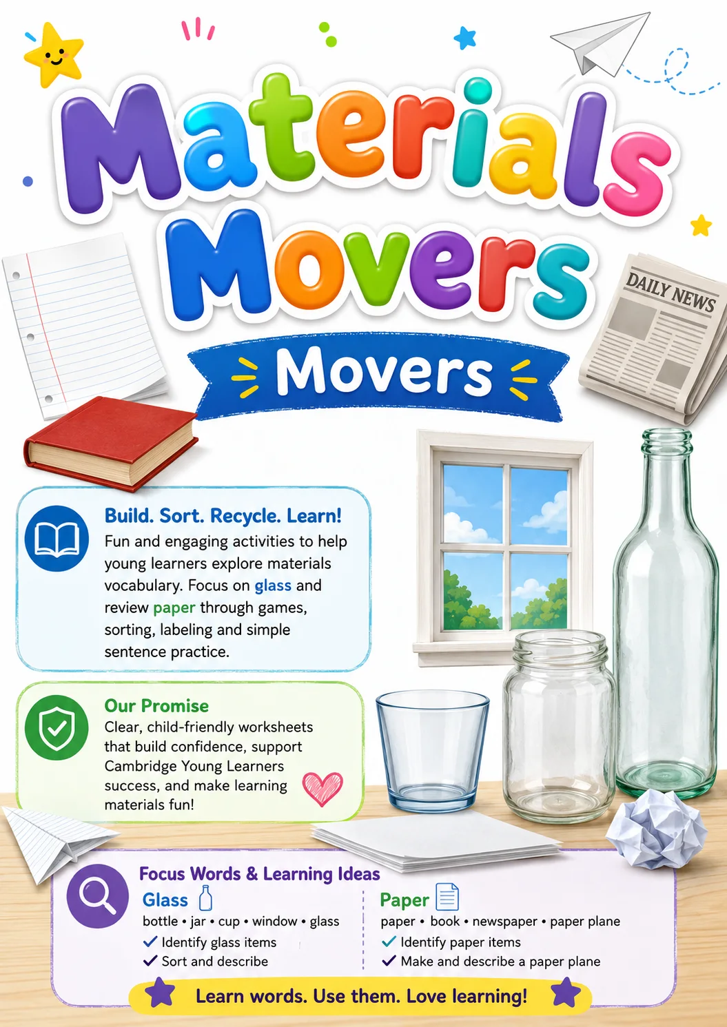 Materials Movers Vocabulary Worksheet Pack