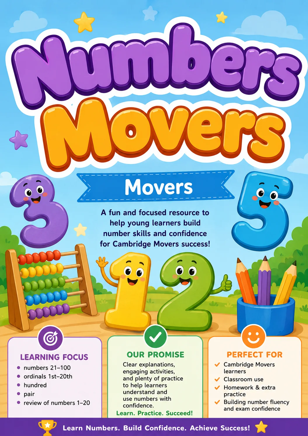 Numbers Movers Vocabulary Worksheet Pack