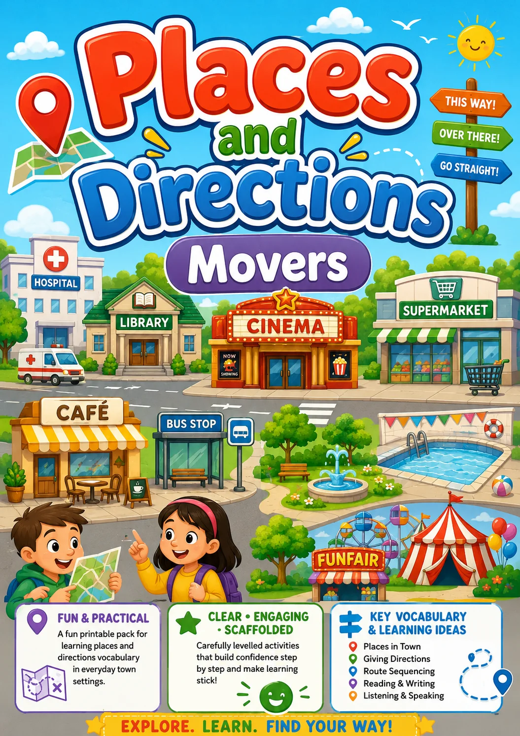 Places and Directions Movers Vocabulary Worksheet Pack