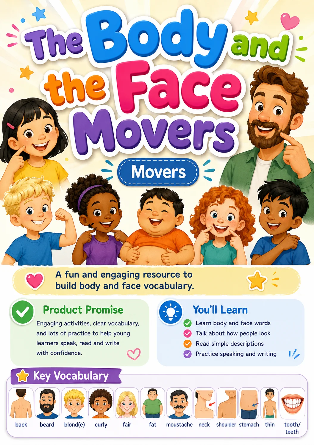 The Body and the Face Movers Vocabulary Worksheet Pack