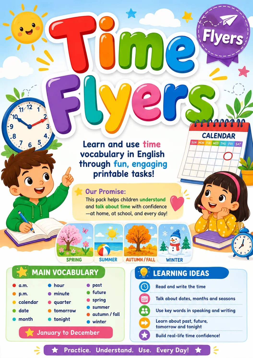 Time Flyers Vocabulary Worksheet Pack