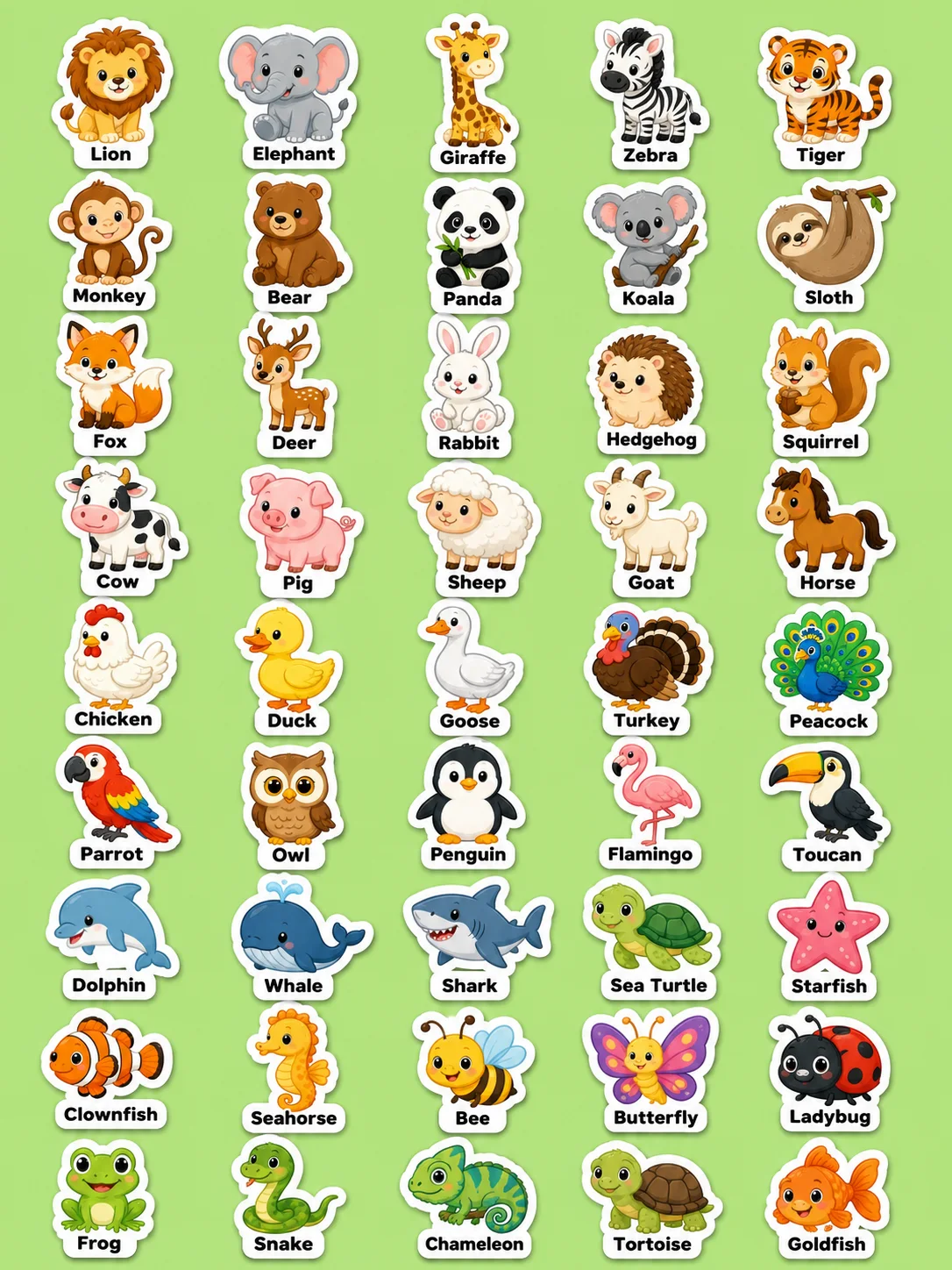 Animals Printable Sticker Sheet
