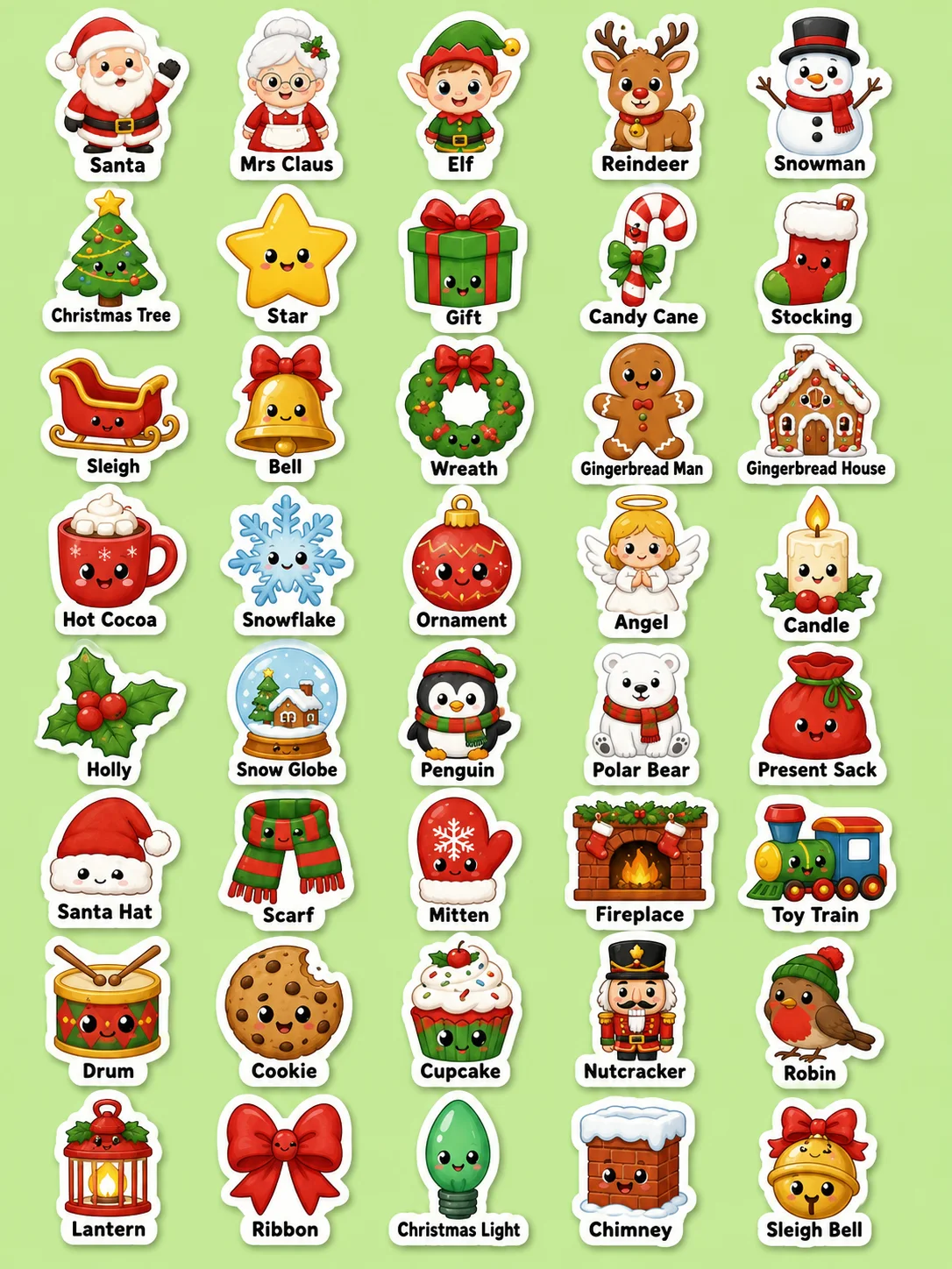 Christmas Printable Sticker Sheet