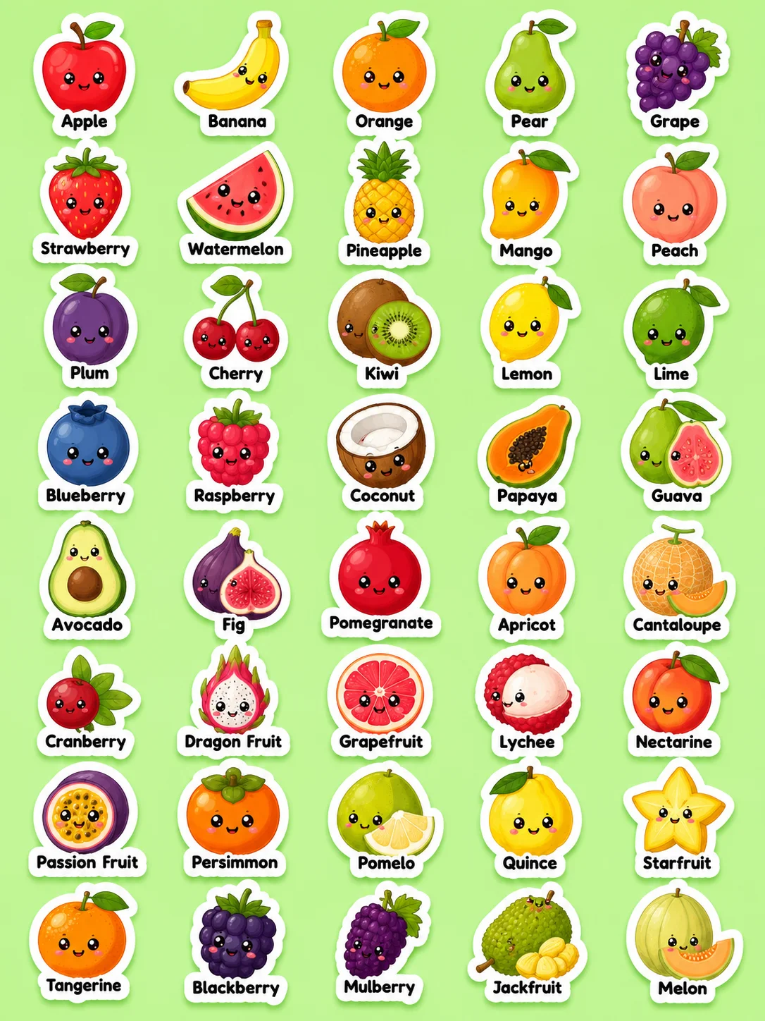 Fruit Printable Sticker Sheet - Set 2