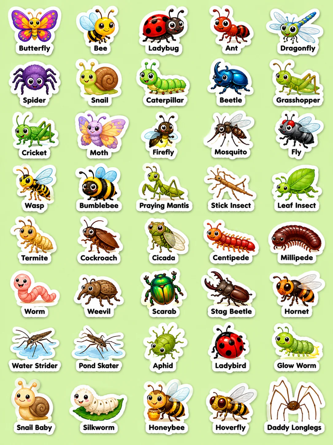 Insects Printable Sticker Sheet