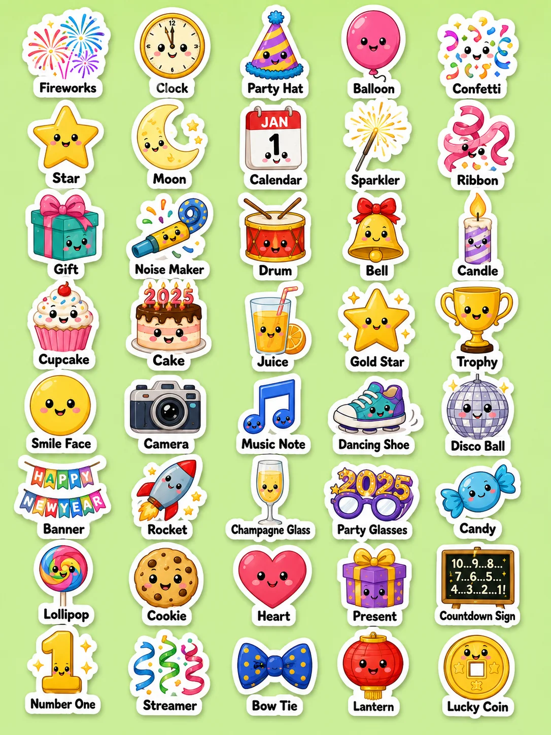 New Year Printable Sticker Sheet