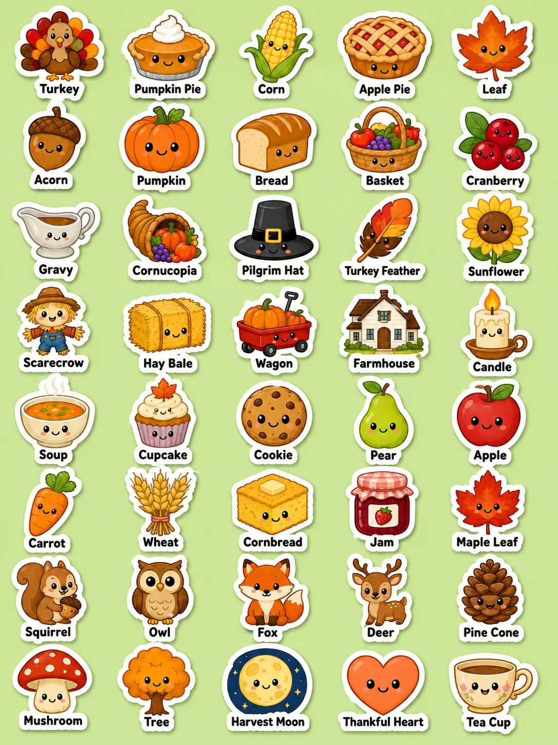 Thanksgiving Printable Sticker Sheet