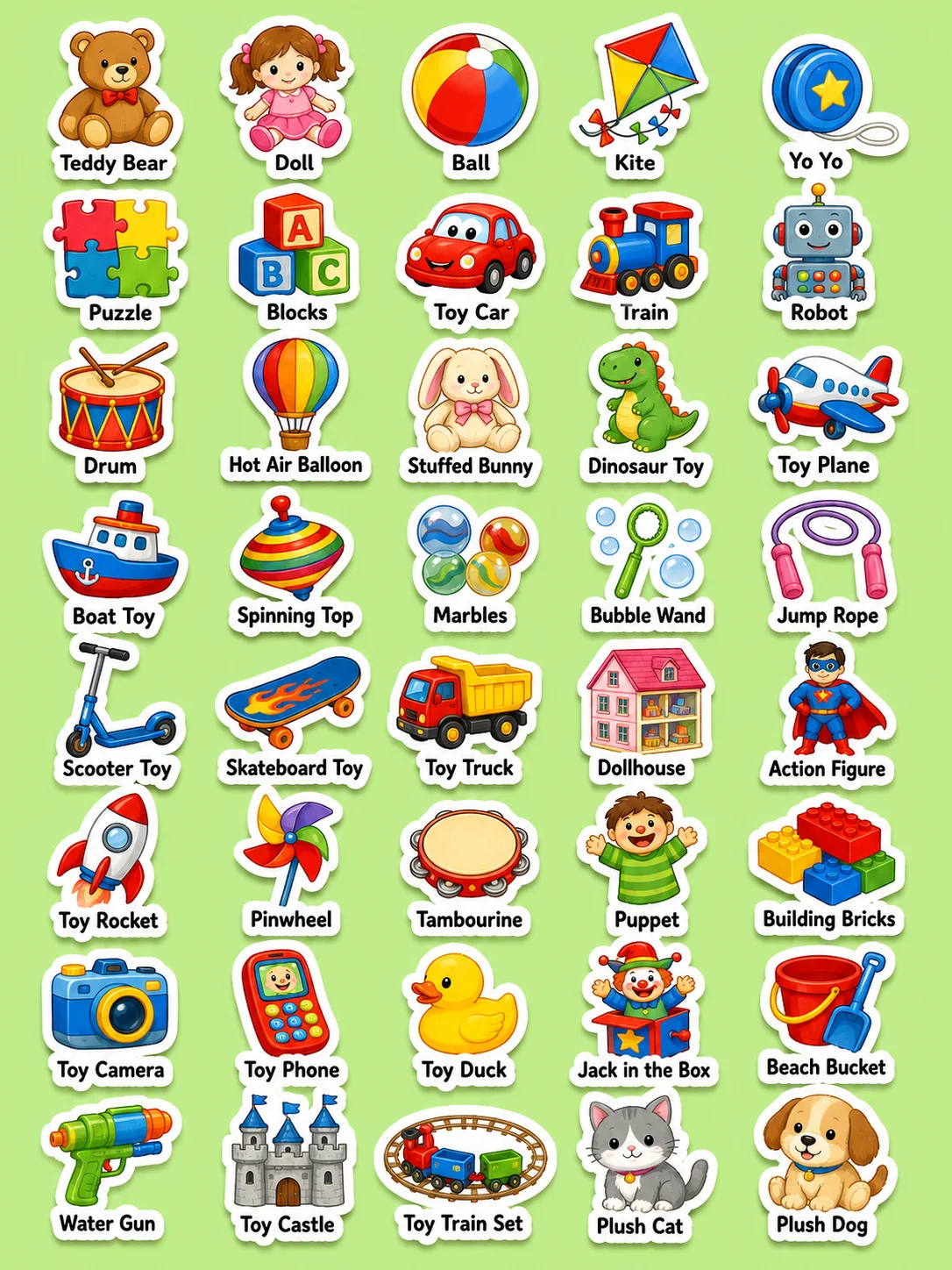 Toys Printable Sticker Sheet - Set 2
