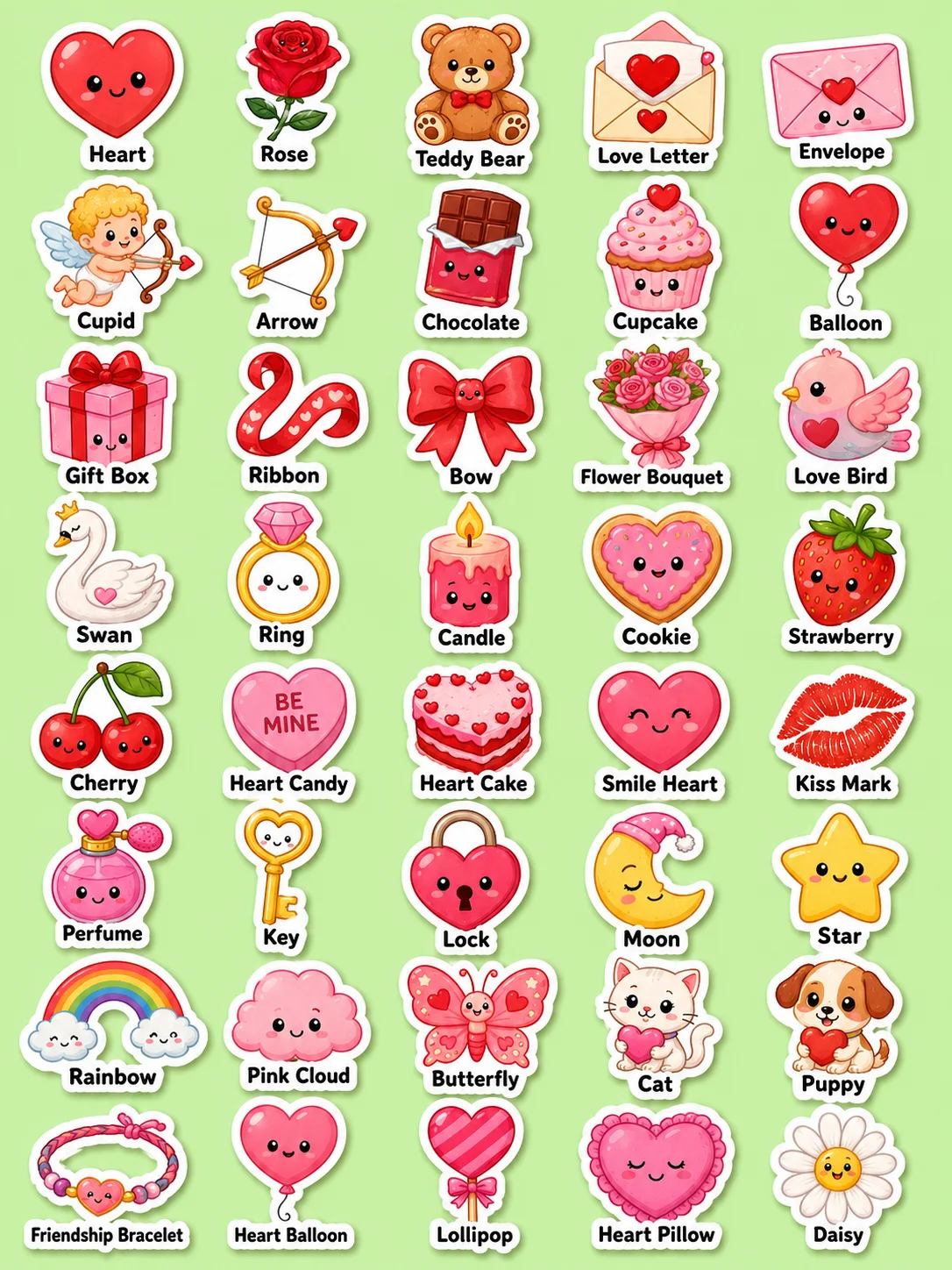 Valentine's Day Printable Sticker Sheet