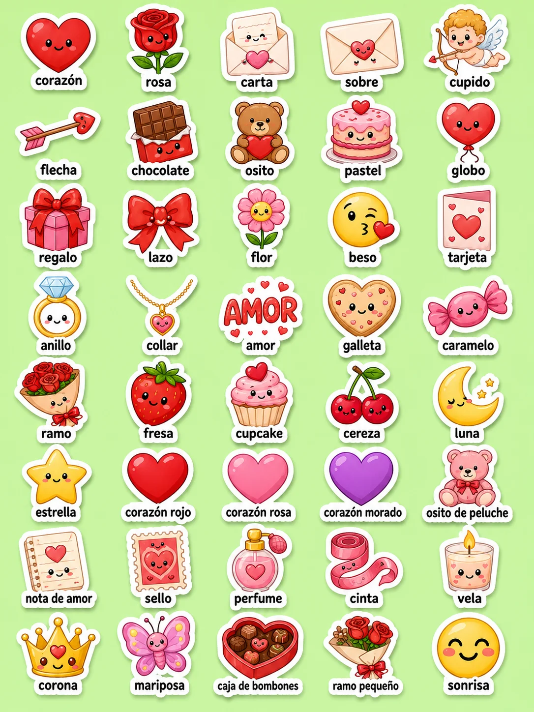 Día de San Valentín - Hoja de pegatinas imprimibles