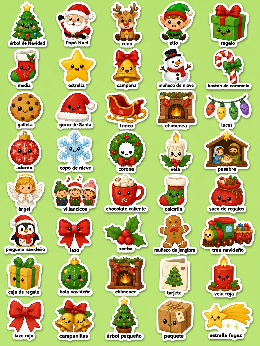 Navidad - Hoja de pegatinas imprimibles
