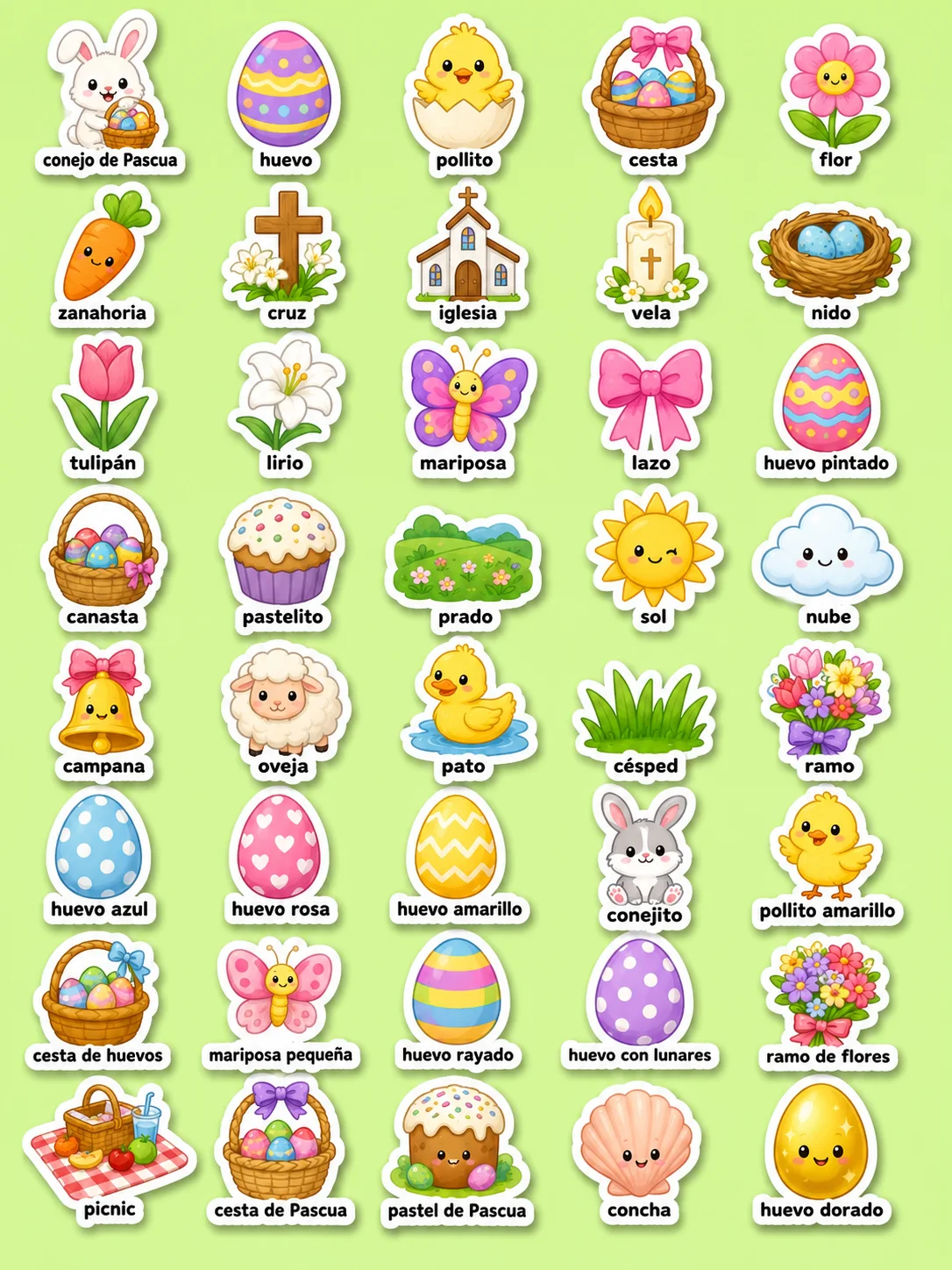 Pascua - Hoja de pegatinas imprimibles