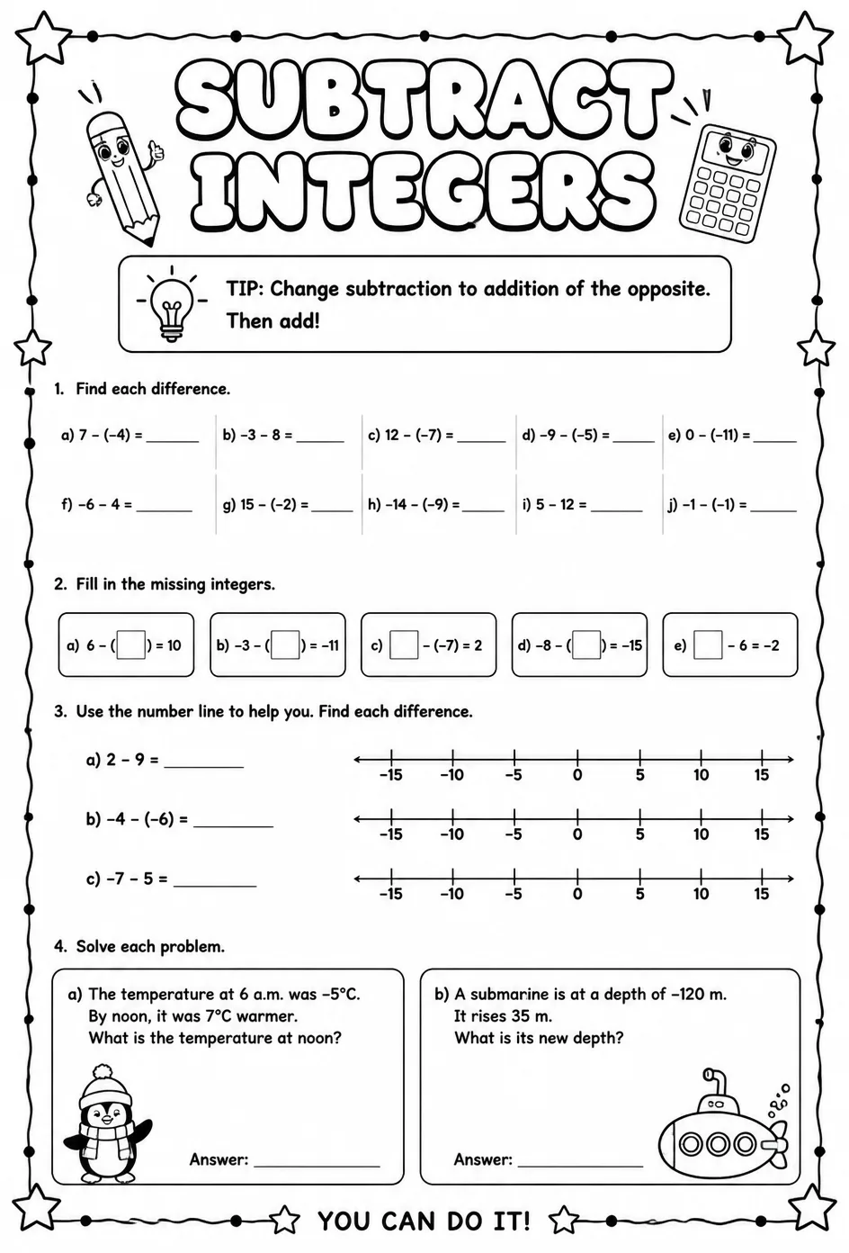 Subtract integers