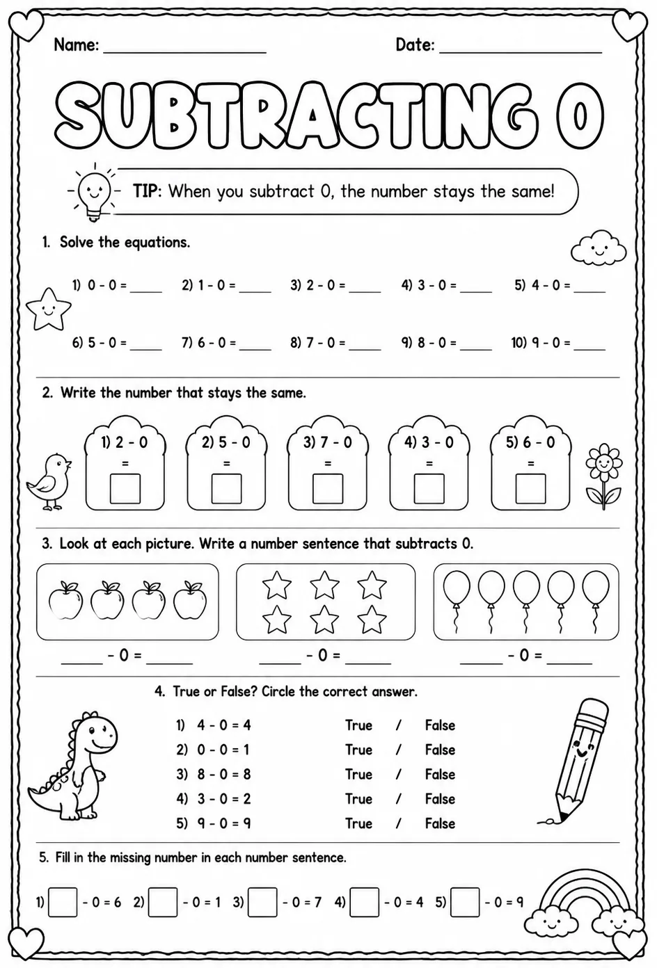 Subtracting 0