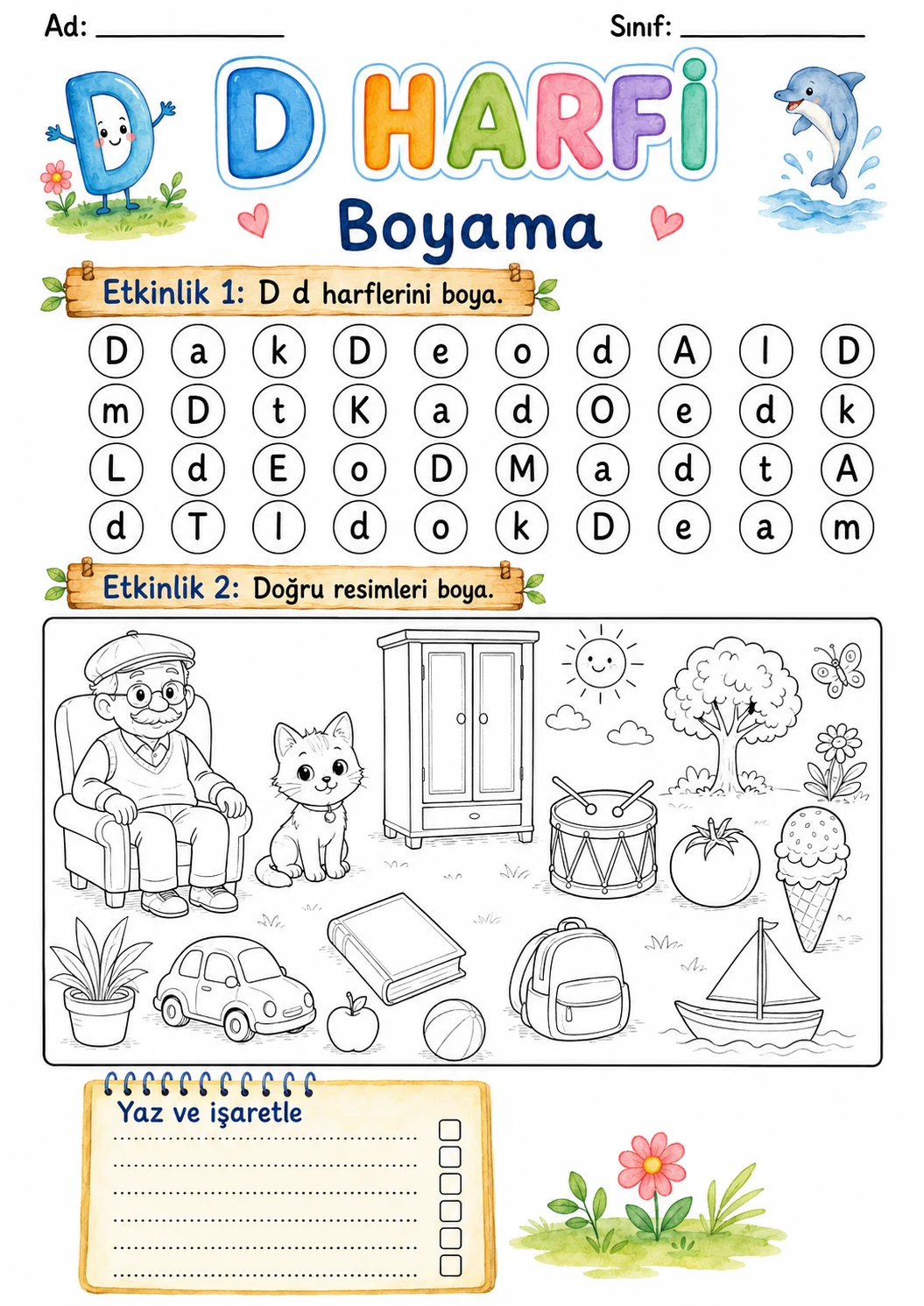 Turkish Letter D Phonics Worksheets Pack