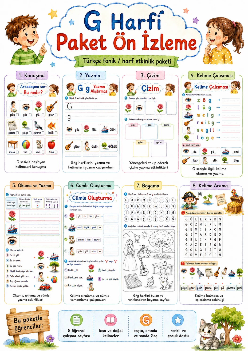 Turkish Letter G Phonics Worksheets Pack