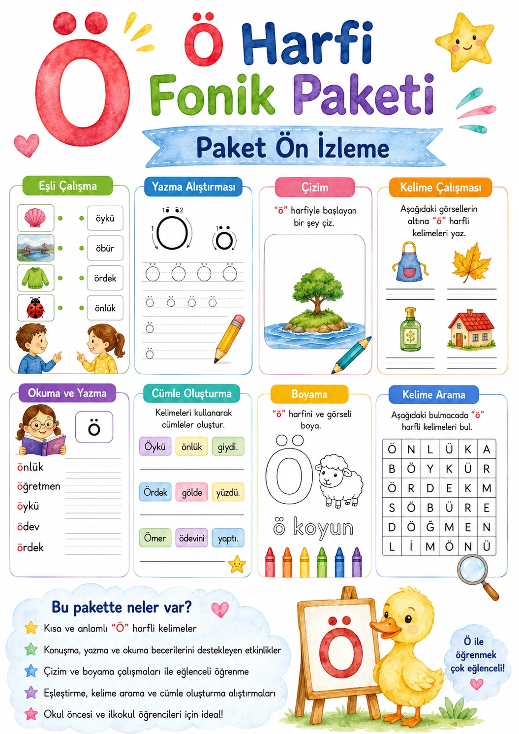Turkish Letter O Umlaut Phonics Worksheets Pack