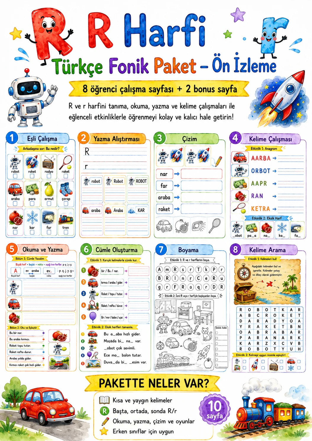 Turkish Letter R Phonics Worksheets Pack