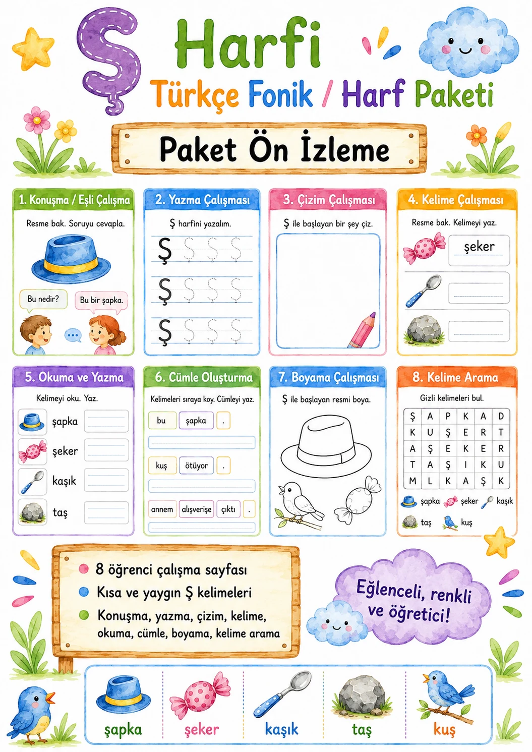 Turkish Letter S Cedilla Phonics Worksheets Pack