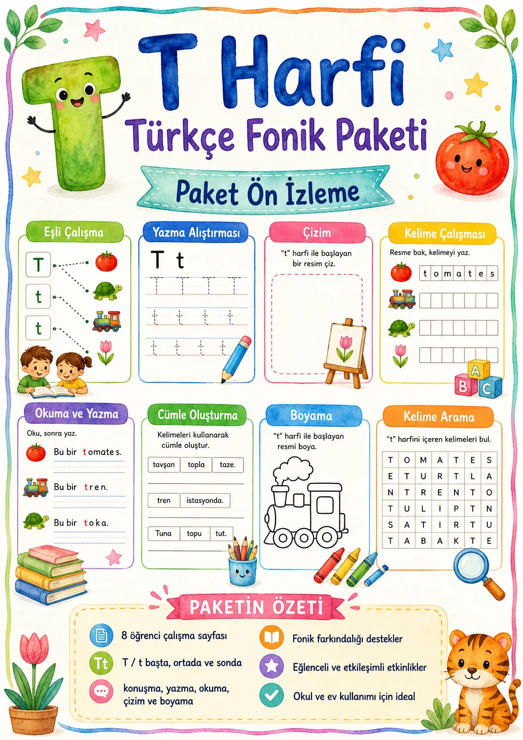 Turkish Letter T Phonics Worksheets Pack