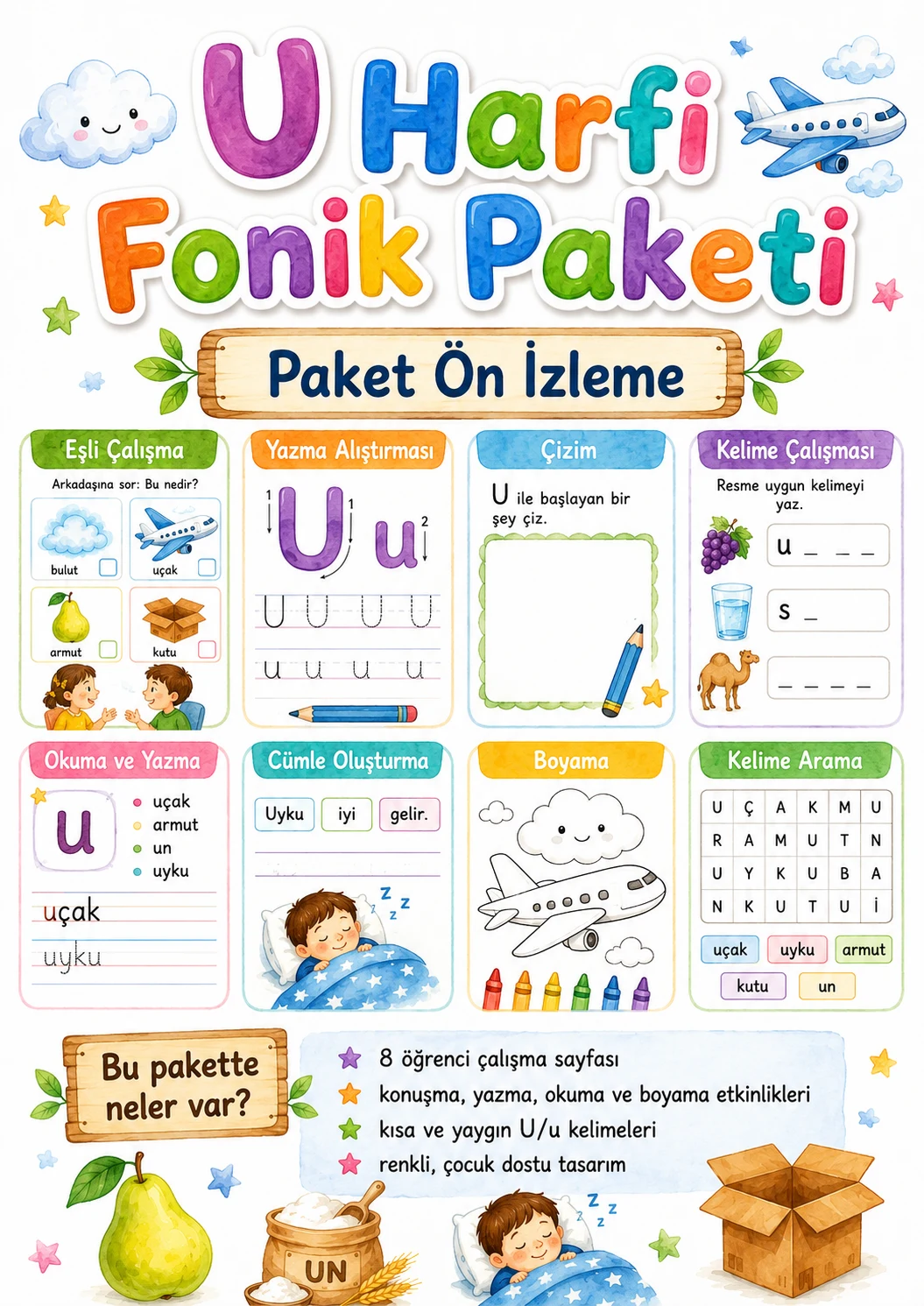 Turkish Letter U Phonics Worksheets Pack