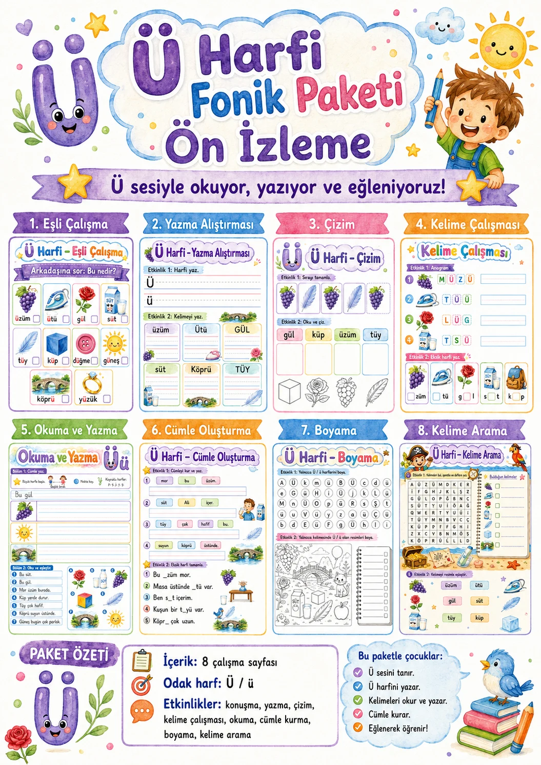 Turkish Letter U Umlaut Phonics Worksheets Pack