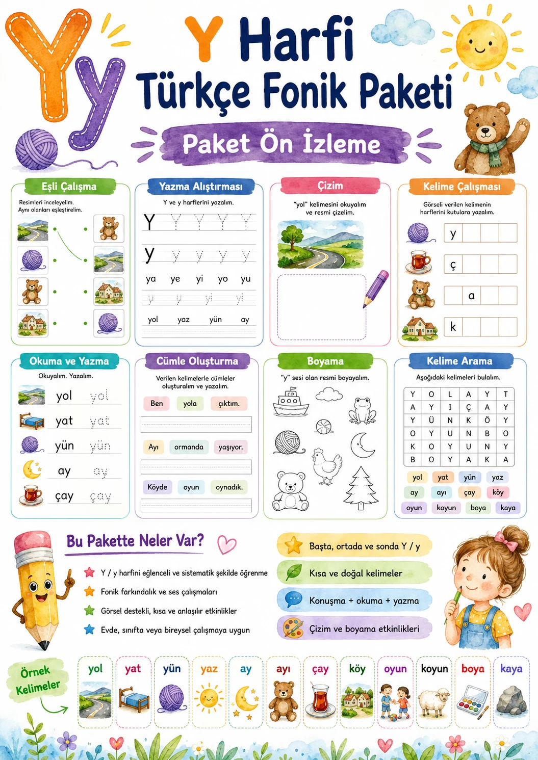 Turkish Letter Y Phonics Worksheets Pack