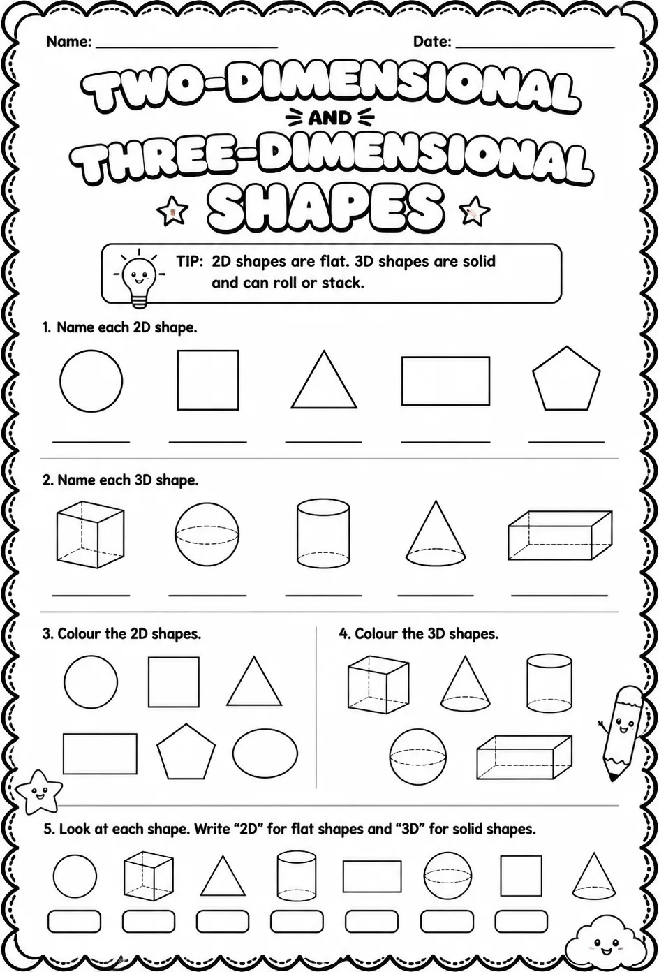 Two-dimensional and three-dimensional shapes