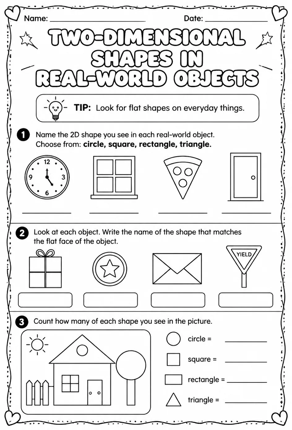 Two-dimensional shapes in real-world objects