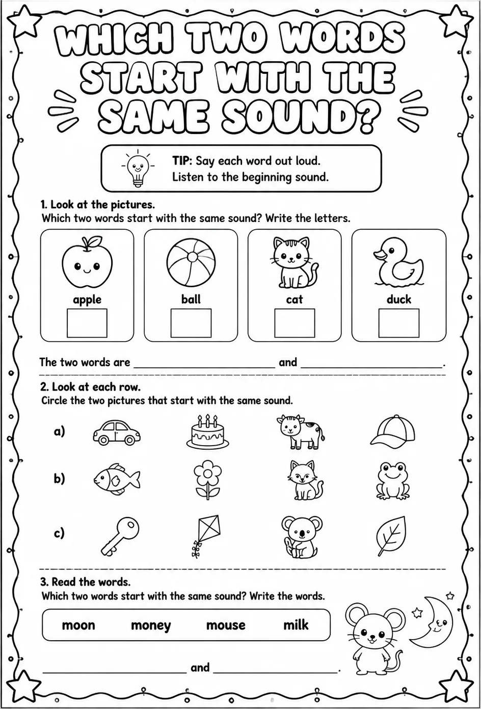 Which two words start with the same sound?