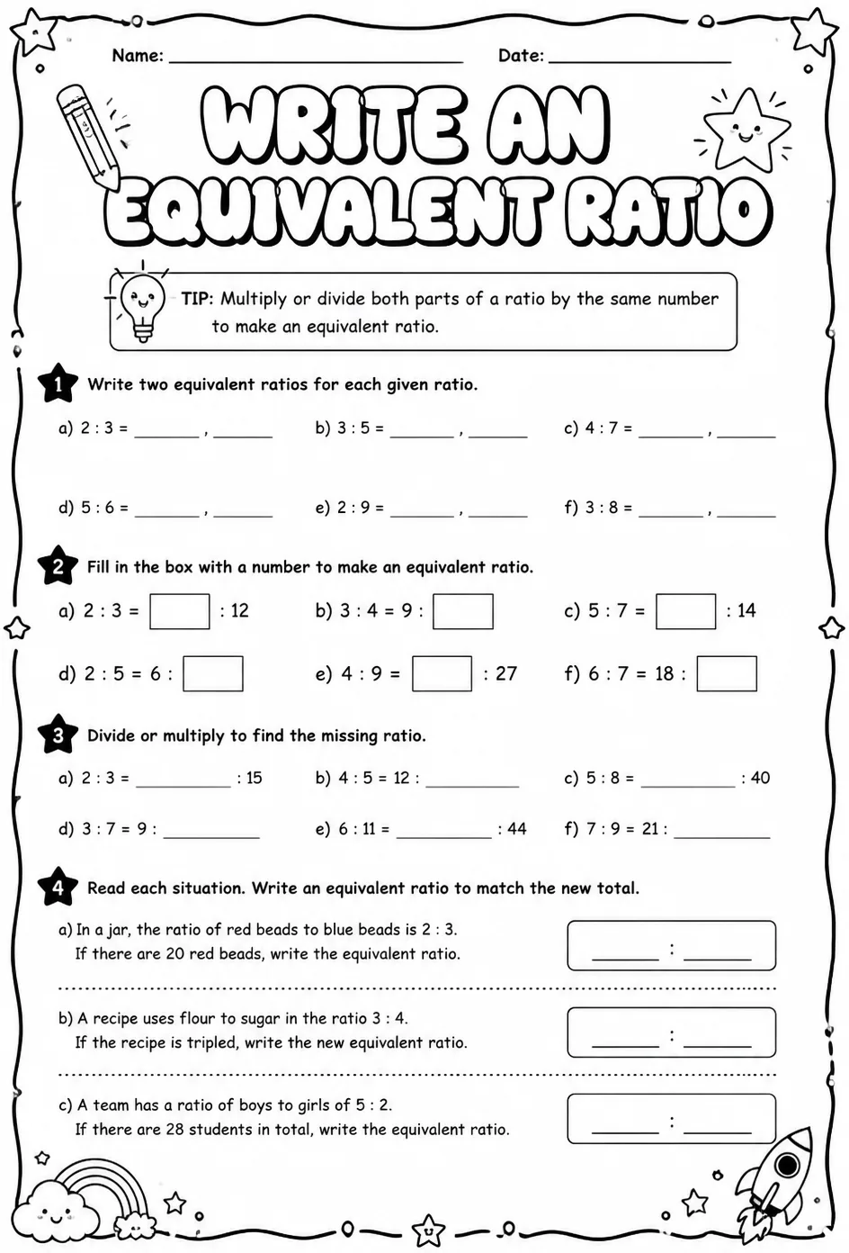 Write an equivalent ratio