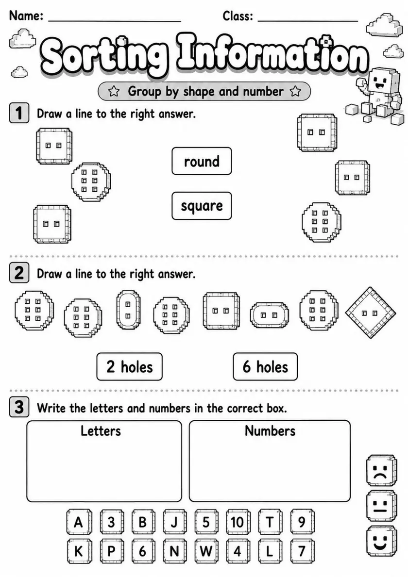 Grade 1 Data and Graphing Worksheets - Pack 1 grade 1 printable PDF preview