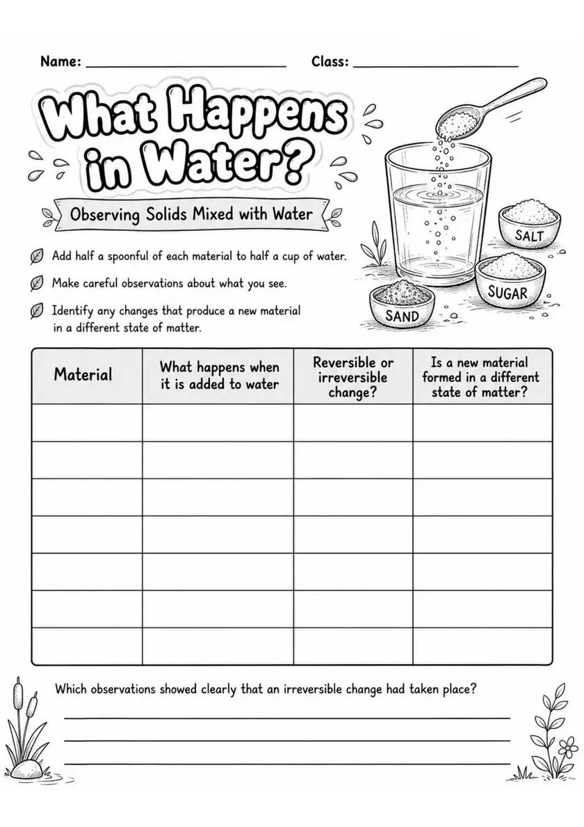 Grade 6 Matter and Chemistry Worksheets - Pack 2 grade 6 printable PDF preview