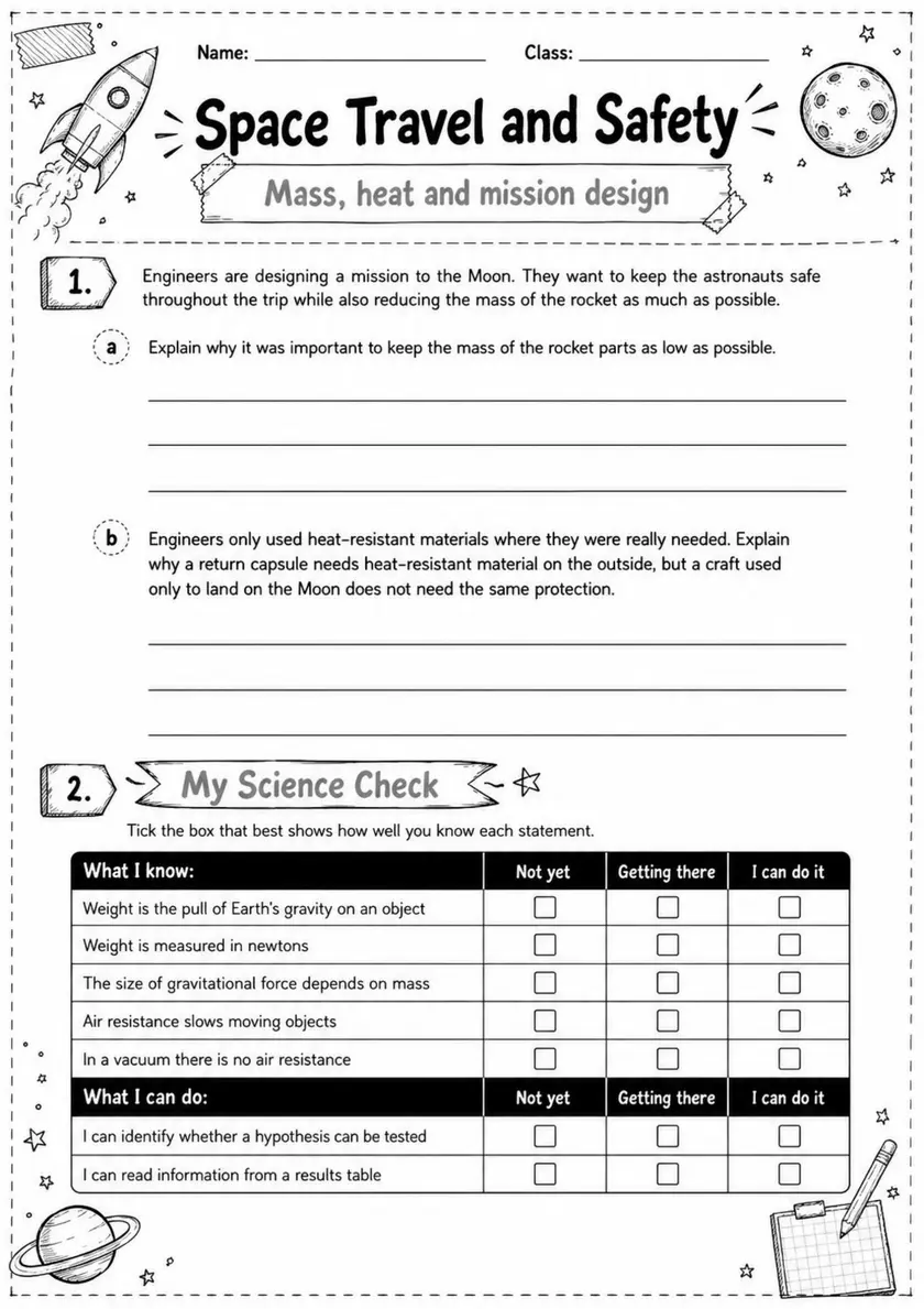 Lower Secondary Grade 6 Earth and Space Worksheets - Pack 1 grade 6 printable PDF preview