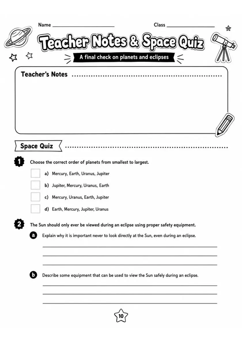 Lower Secondary Grade 6 Earth and Space Worksheets - Pack 3 grade 6 printable PDF preview