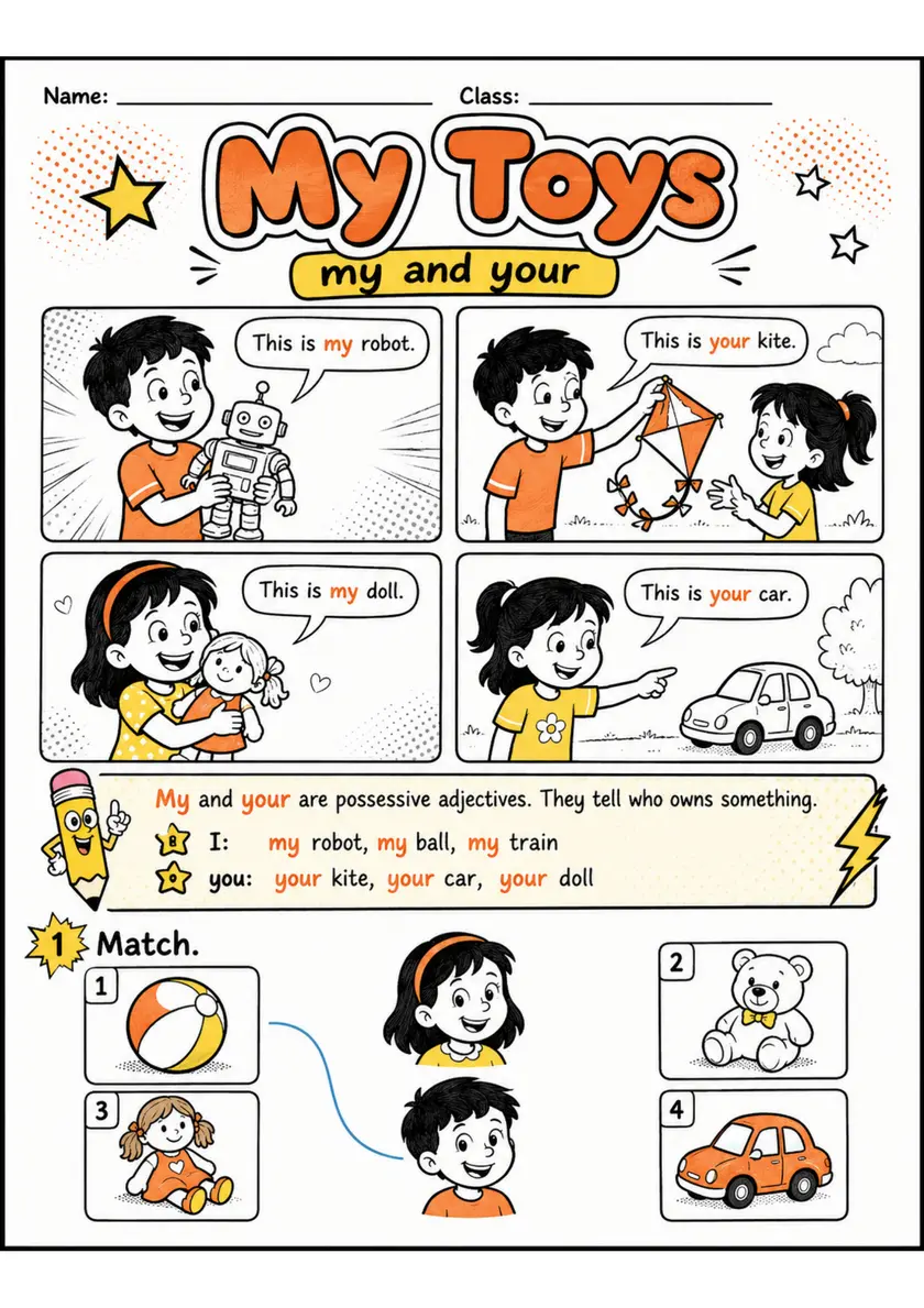 Possessives and Is This Pack - 4 Worksheets | Grade 1 Grammar grade 1 printable PDF preview