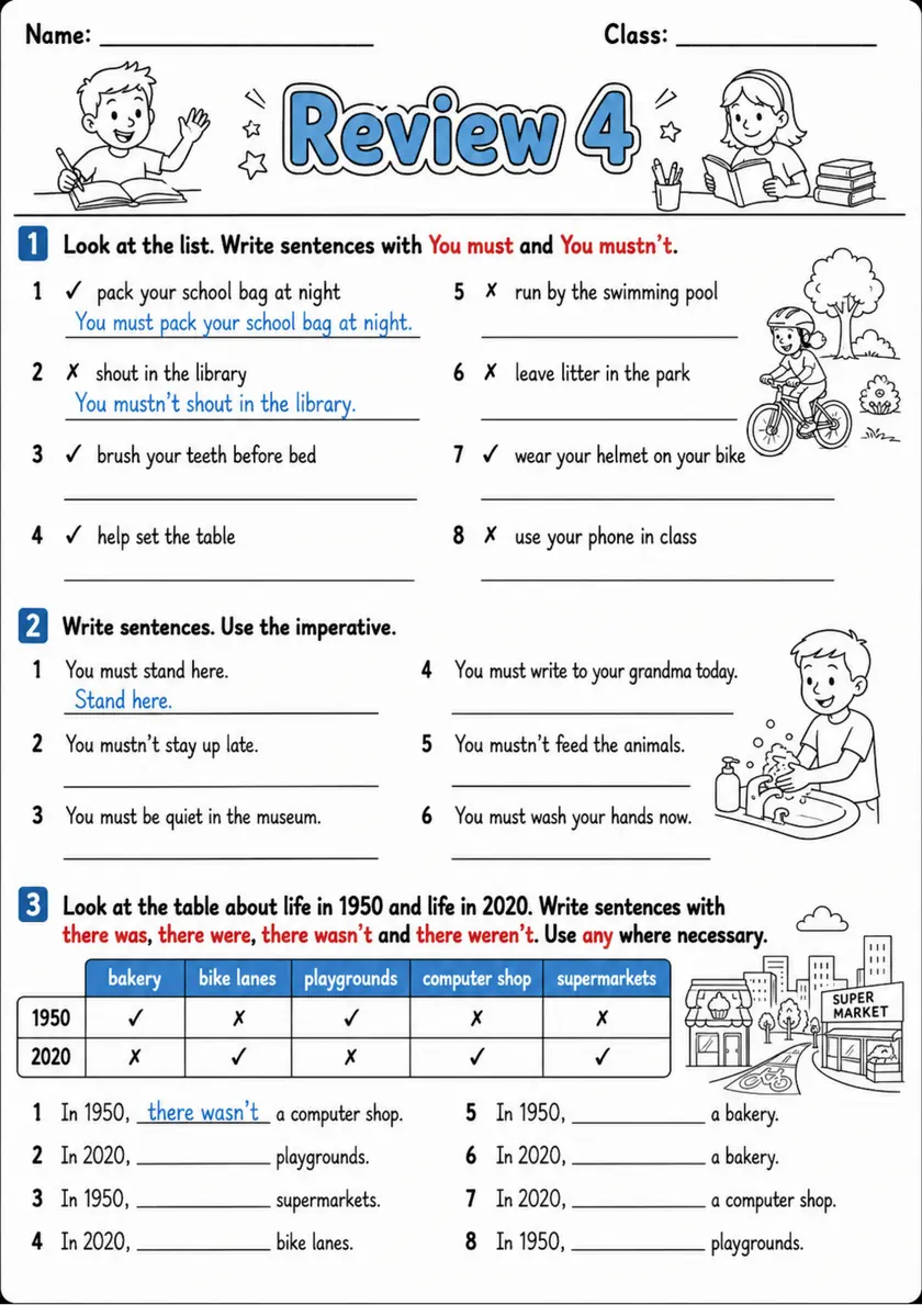Must and Mustn't Pack - 3 Worksheets | Grades 3-4 Grammar grades 3 4 printable PDF preview