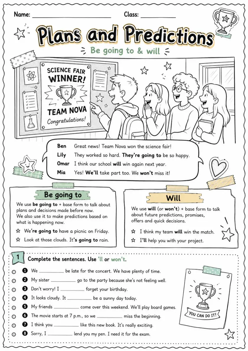 Future Forms Pack - 7 Worksheets | Grades 5-6 Grammar grades 5 6 printable PDF preview