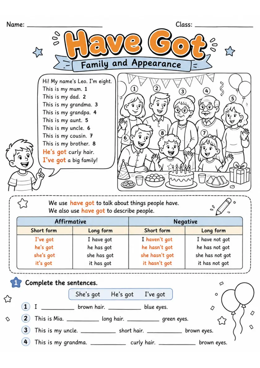 Have Got Statements Pack - 2 Worksheets | Grades 2-3 grades 2 3 printable PDF preview