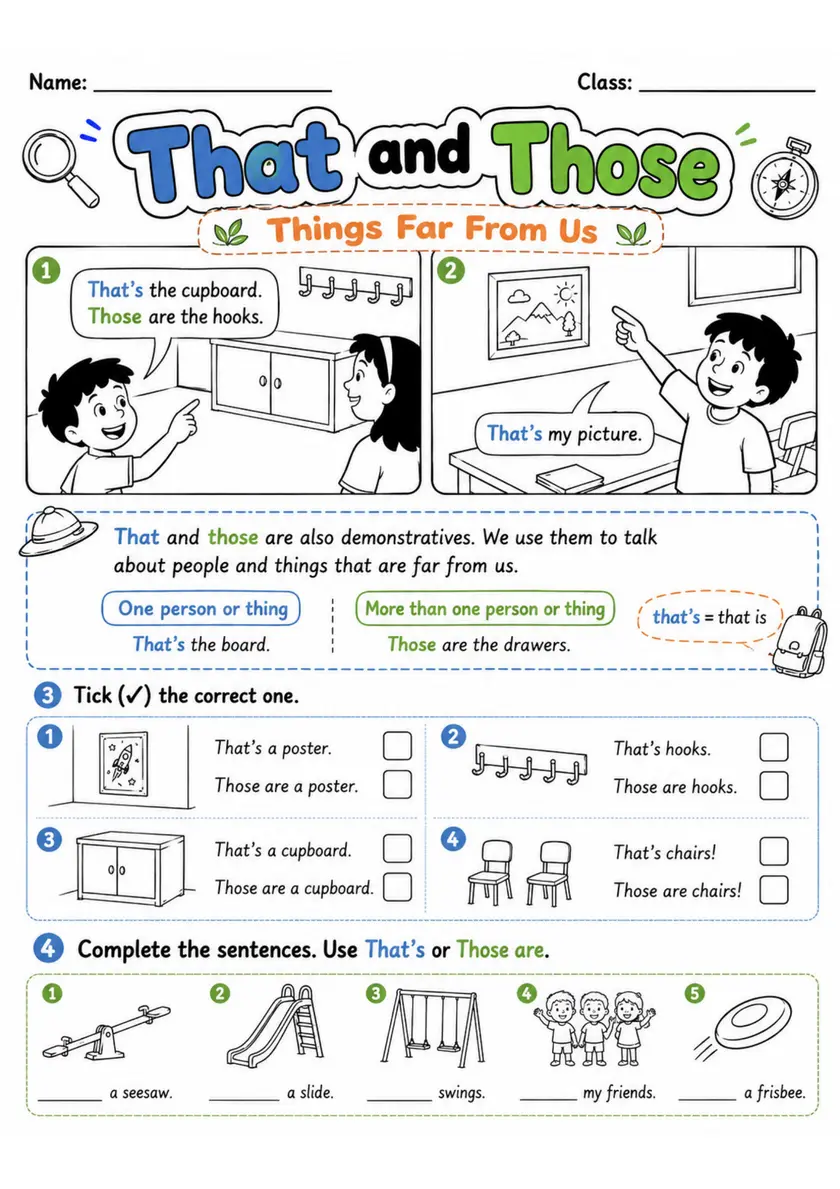 That and Those Pack - 2 Worksheets | Grades 2-3 grades 2 3 printable PDF preview