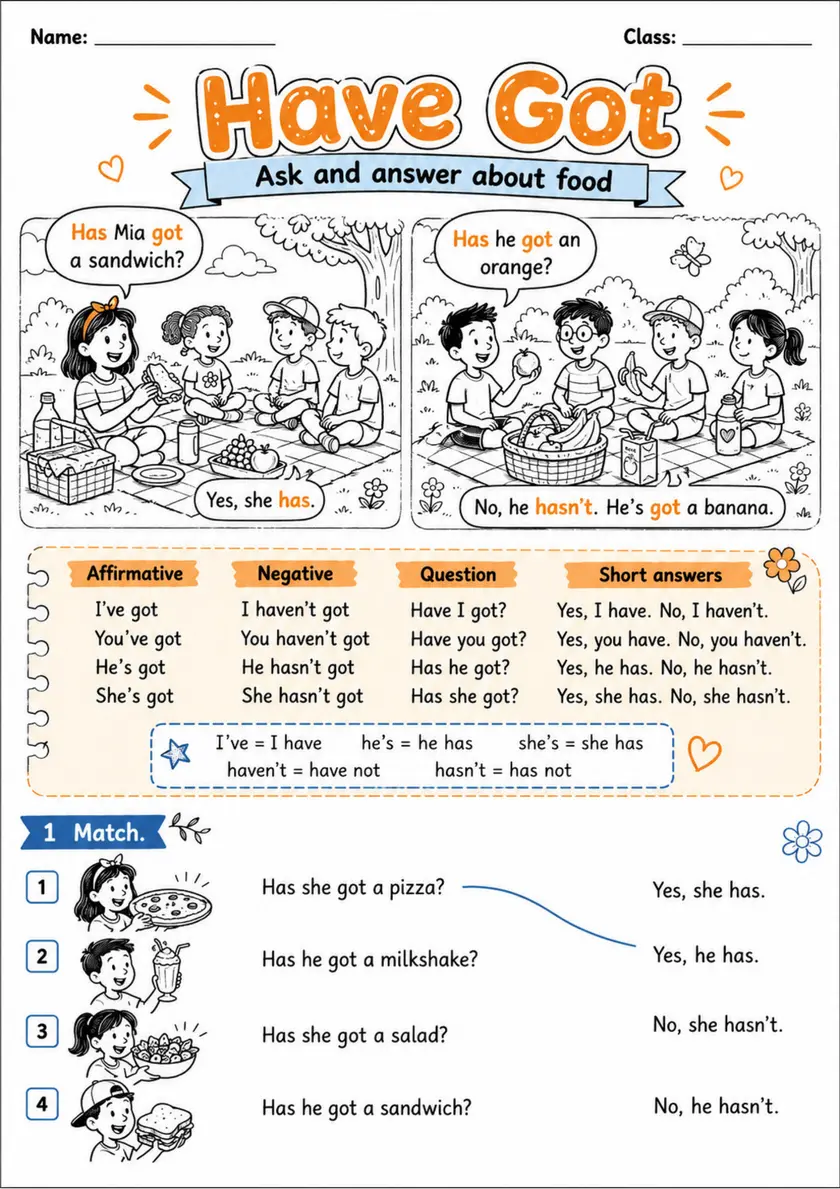 Have Got Practice Pack - 2 Worksheets | Grades 2-3 grades 2 3 printable PDF preview