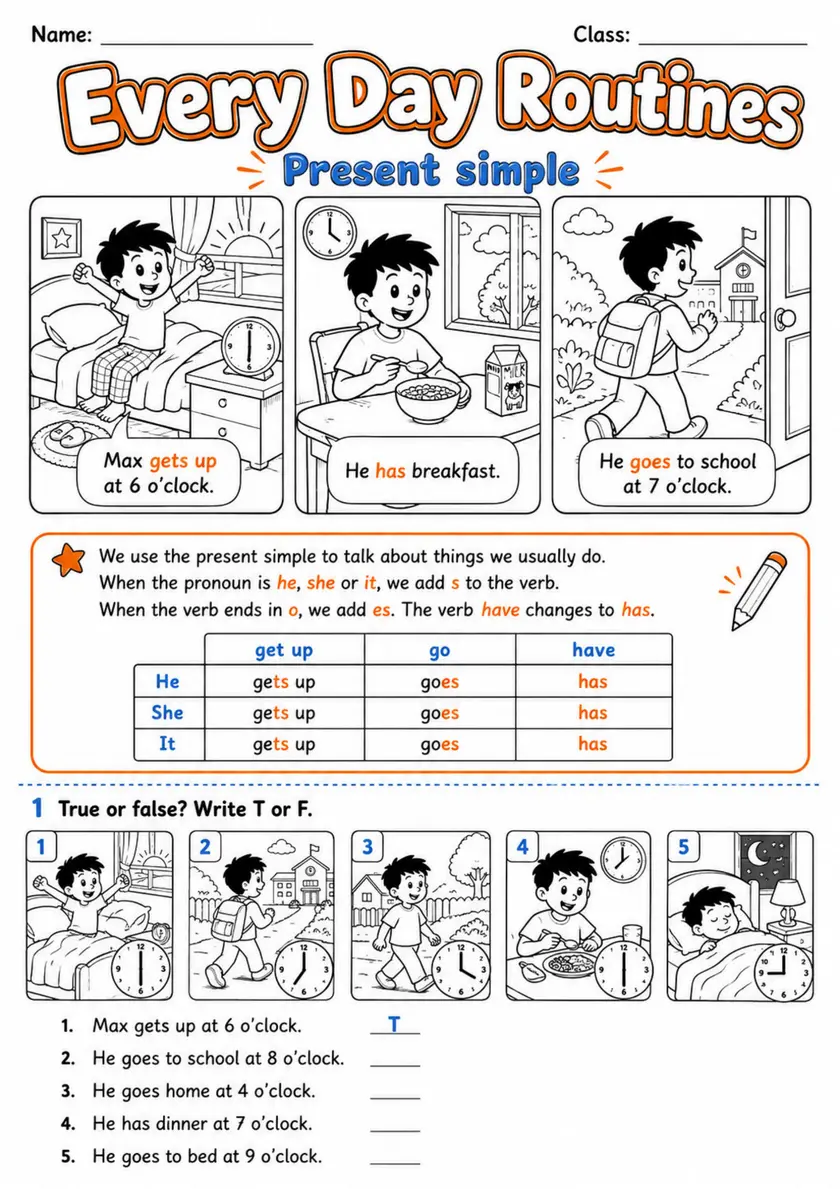 Daily Routines Pack - 2 Worksheets | Grades 2-3 grades 2 3 printable PDF preview