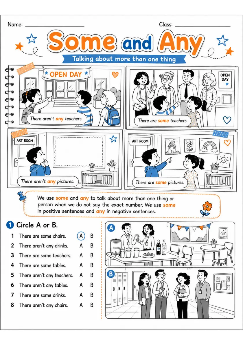 Some and Any Pack - 2 Worksheets | Grades 2-3 grades 2 3 printable PDF preview