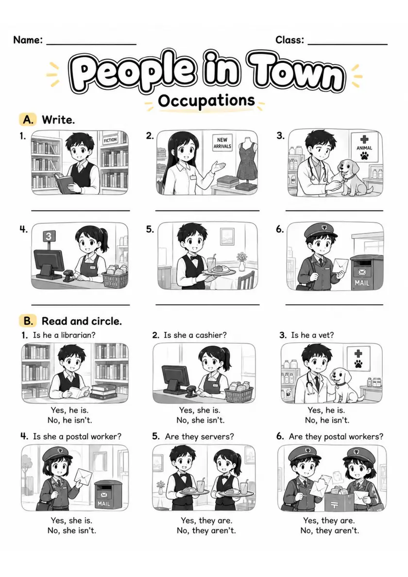 Jobs and Workplaces Pack - 4 Worksheets | Grade 2 grade 2 printable PDF preview
