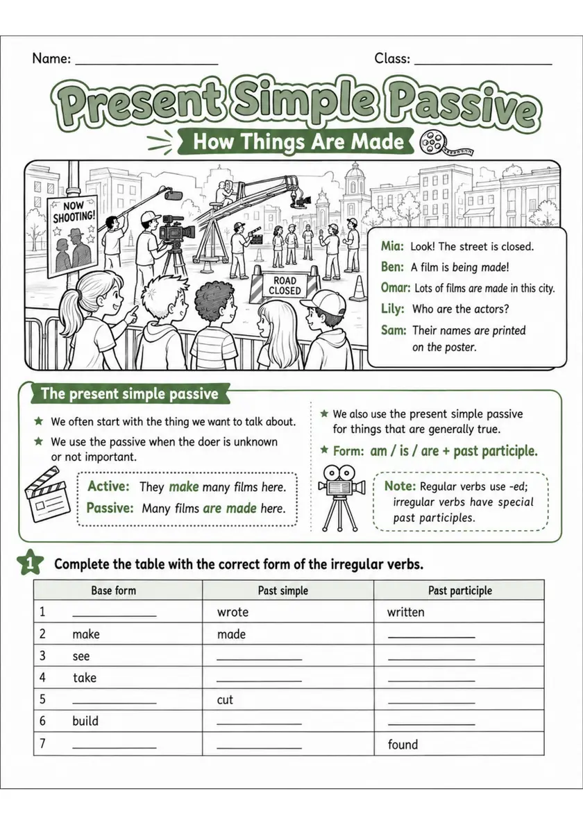 Present Simple Passive Pack - 5 Worksheets | Grade 5 grade 5 printable PDF preview