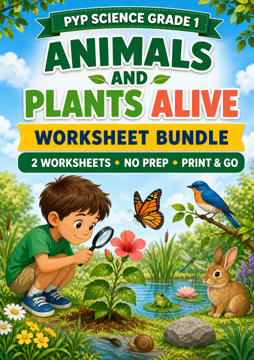 Animals and Plants Alive Worksheets | Grade 1 PYP Science grade 1 printable PDF preview
