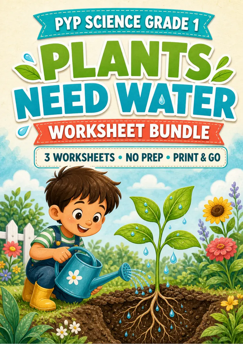 Plants Need Water Worksheets | Grade 1 PYP Science grade 1 printable PDF preview